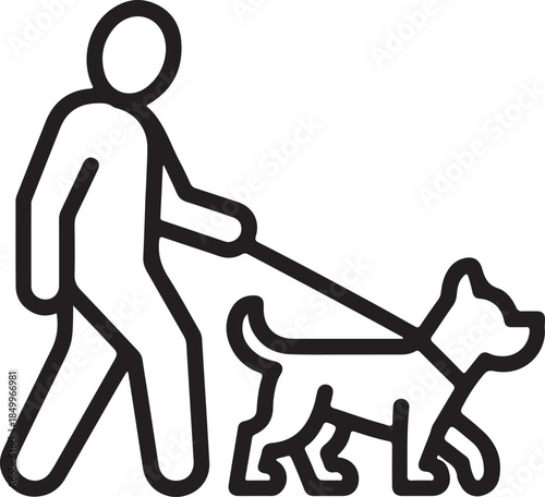 Dog Walking Silhouette Icon Set