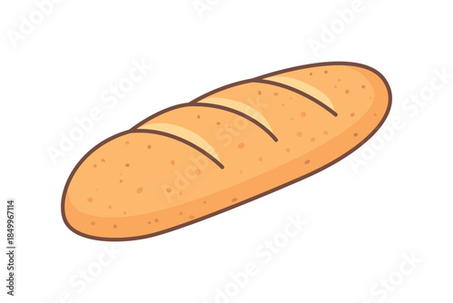 Hand-drawn bread loaf with soft shapes and warm colors, ideal for bakery branding, food packaging, menus, cooking blogs, cozy kitchen designs. Simple flat vector illustration on white background