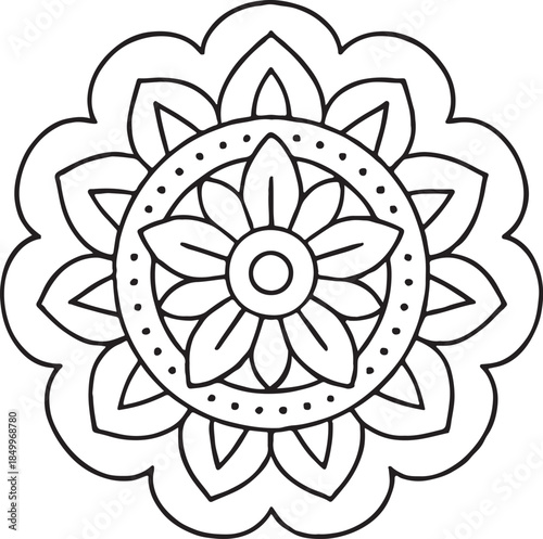Easy And Bold Line Mandala Coloring Page