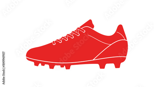 Red Football Soccer Cleats Boot Icon Isolated White Background