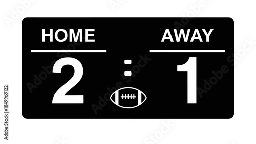 Digital Home and Away Scoreboard Showing 2:1 Score for a Football or Rugby Game