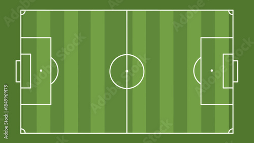 Top View of a Detailed Soccer Football Field with Goalposts and Markings