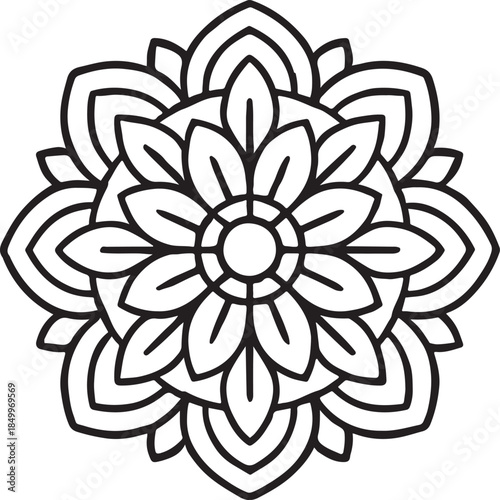 Easy And Bold Line Mandala Coloring Page