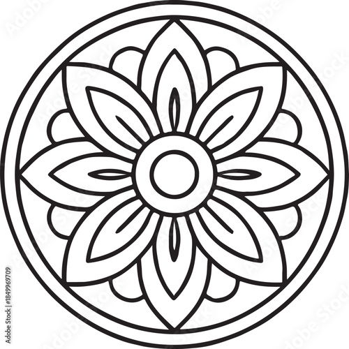Easy And Bold Line Mandala Coloring Page