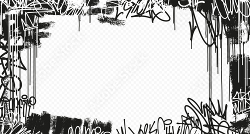 Street art vector background with hand-drawn graffiti throw-ups and tags