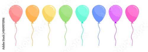 Pastel balloons, vector illustration set of soft colored party balloons