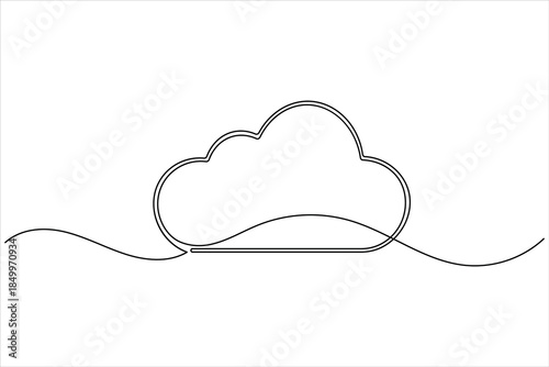 Single line drawing of a cloud outline, representing weather, atmosphere, and sky.