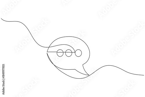 Single line drawing of a chat bubble with ellipsis, indicating thinking or typing.