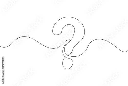 Continuous line drawing of a question mark, symbolizing doubt, query, and uncertainty.