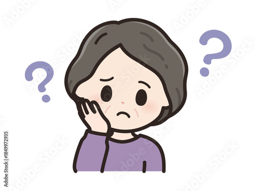 分からないの高齢女性のイラスト