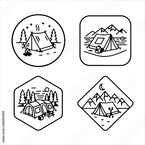An Adventurous Outdoor Camping Tent Icon Symbol, Showcasing Wilderness Shelter and Recreation Travel in a Flat Design Minimalist Vector for Nature Tourism Success Forest Journey Summer Camp.