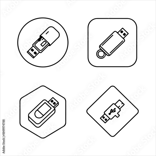 A Portable Digital Pen Drive Icon Symbol, Showcasing Data Storage and Flash Memory Transfer in a Flat Design Minimalist Vector for Technology Success Backup Hardware Computer Connectivity Information.