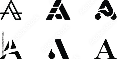 Modern Letter A Monogram Logo Collection - Minimalist Geometric Initial A Typography Vector Symbols