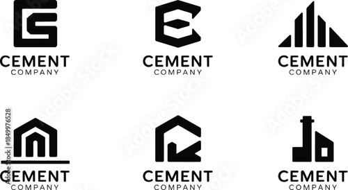 Modern Cement Company Logo Collection - Minimalist Construction and Building Material Vector Symbols