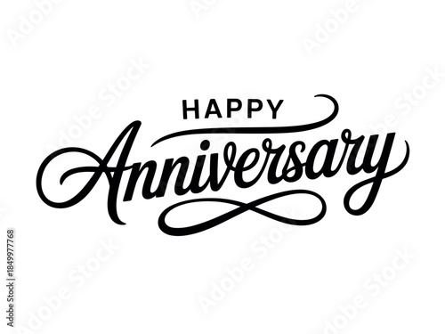 Happy Anniversary Black Calligraphy Text