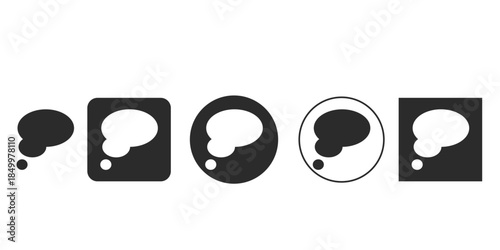 Modern question mark icon set vector download | Speech bubble inquiry symbol multiple shapes | Monochrome FAQ and help button design elements | Abstract thought bubble query vector graphic 