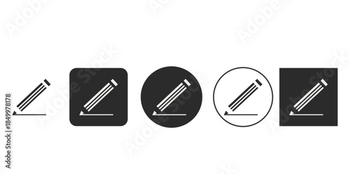 Pencil drawing line vector icon set for UI design Edit symbol glyph in various modern styles Black and white sketch pictogram for creativity app interface