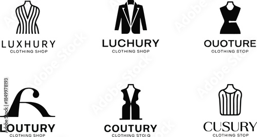 Luxury Clothing Shop Logo Collection - Premium Couture Fashion and Tailoring Vector Icons