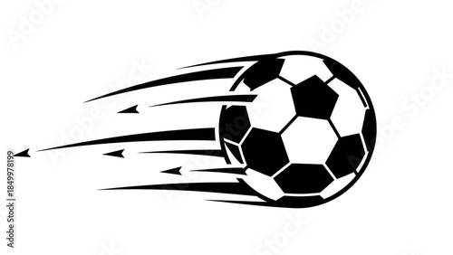Fast Moving Soccer Ball with Speed Trails on Isolated White Background