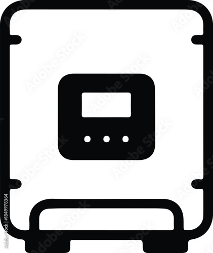 Silhouette electronic inverter device with display and indicator lights Vector Illustration