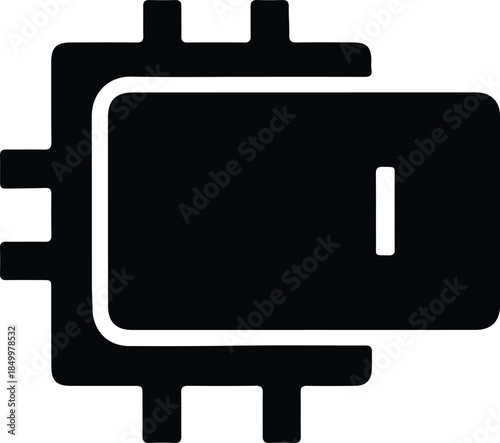 Silhouette of a credit card with a chip Vector Illustration