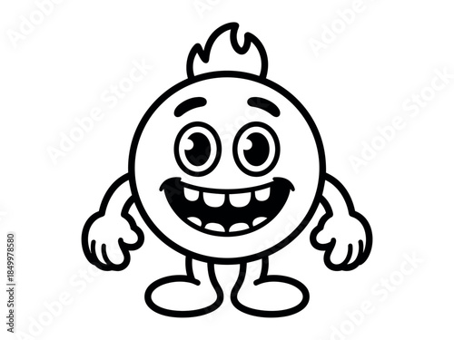 Smiling Cartoon Character with Flame