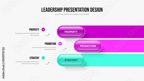 Business Overview Slideshow Layout Vector Illustration. Visual Briefing 3 Element Infographic Frame Design. Project Planning Three Option Diagram Presentation Template.
