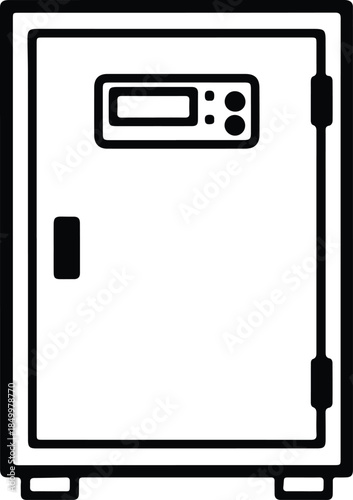 Silhouette of a security safe with digital panel and handle Vector Illustration