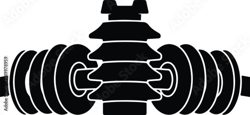 Silhouette of electrical power line insulator Vector Illustration