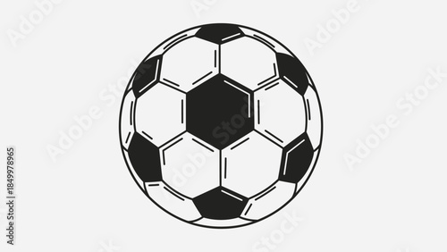A 3d vector illustration of a black and white leather soccer ball sphere isolated on a white background for sports competition and leisure activity equipment