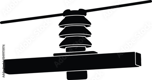 Silhouette of electrical ceramic insulator on power line Vector Illustration