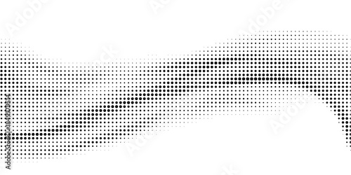 Dotted halftone waves. Abstract liquid shapes, wave effect dotted gradient texture waves isolated vector symbols set. Halftone graphic dots waves. Wave dotted halftone, creative shape abstract