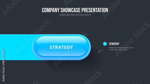 Enterprise Showcase Presentation Template Vector Illustration. Company Plan One Element Diagram Frame Design. Business Overview 1 Option Infographic Slideshow Layout.