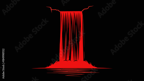 Red Liquid Pouring Down from Container.