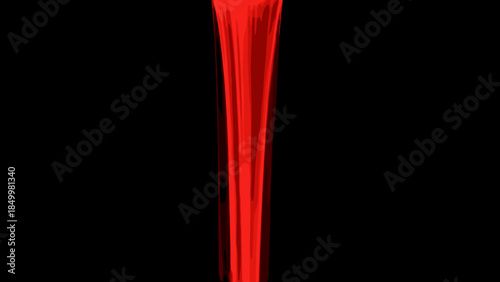 Red Liquid Stream Flowing Downwards Vertically.