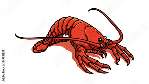 Red Lobster Illustration with Claws and Antennae.