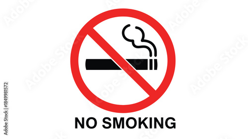 A clear red circle with a diagonal line through a lit cigarette, indicating a no smoking zone.