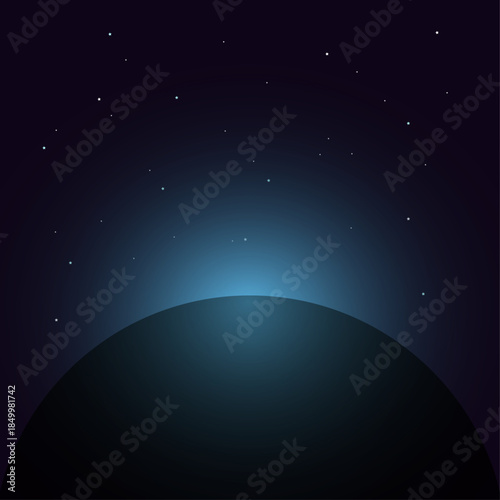 Space illustration splash screen for your design dark planet on blue light