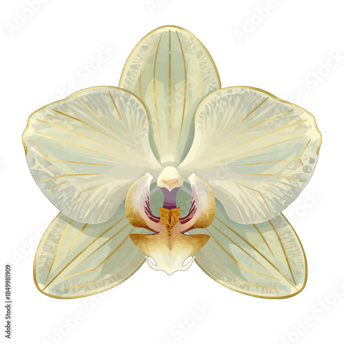 Beautiful white orchid flower with intricate details.