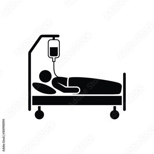 Hospital patient lying in bed with an iv drip connected