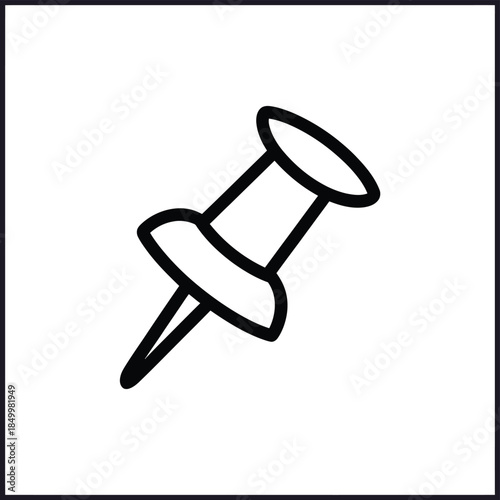 Simple black and white illustration of a standard push pin design