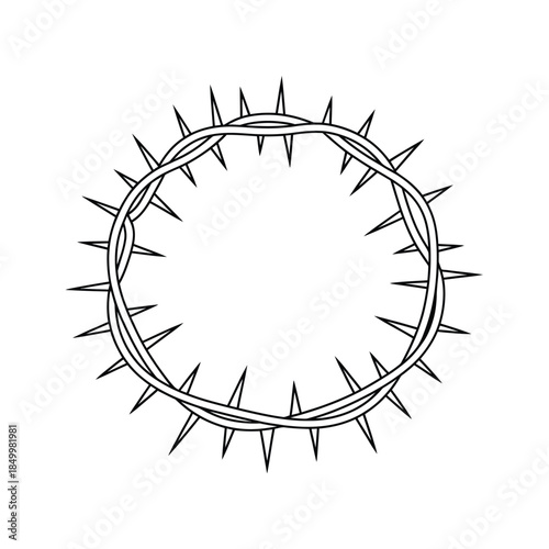A simple black and white illustration of a crown of thorns design