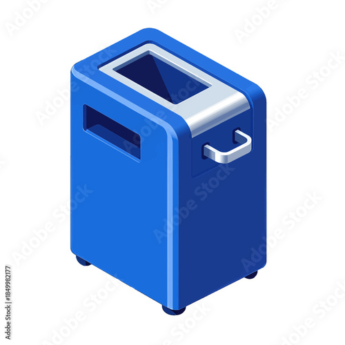 Blue voting ballot box with slot and handle