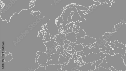 An outline map of Europe displaying country borders on a gray background.