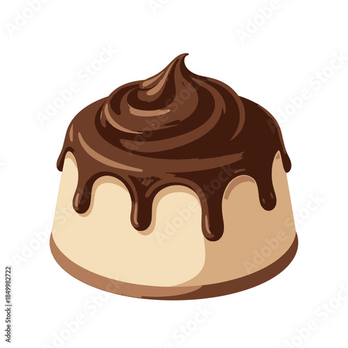 Creamy Dessert Topped With Swirled Chocolate