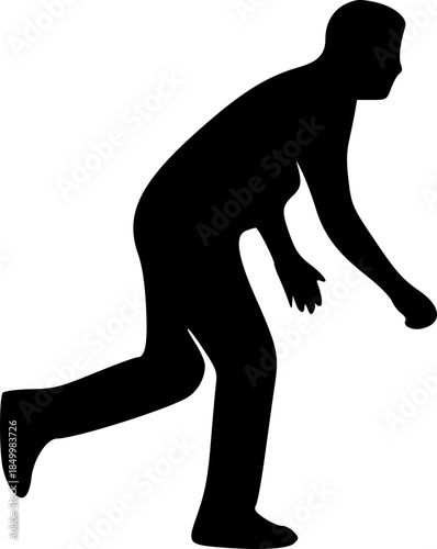 Cricket Bowler Silhouette Logo Minimal Black Vector