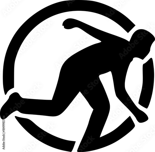 Cricket Bowler Silhouette Logo Minimal Black Vector