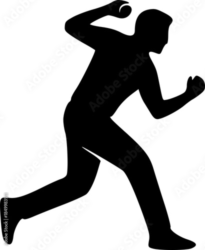 Cricket Bowler Silhouette Logo Minimal Black Vector