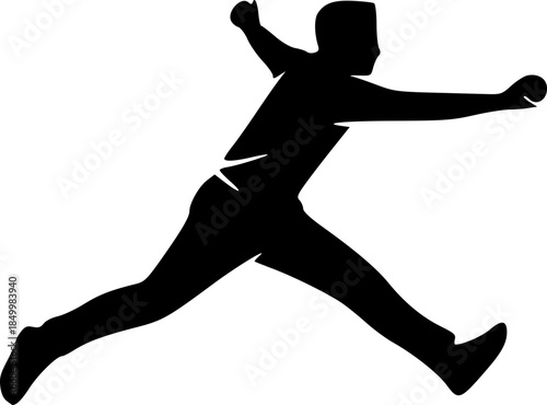 Cricket Bowler Silhouette Logo Minimal Black Vector