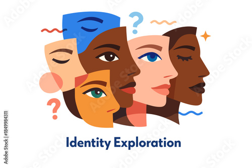 Diverse faces concept with modern art style for identity exploration